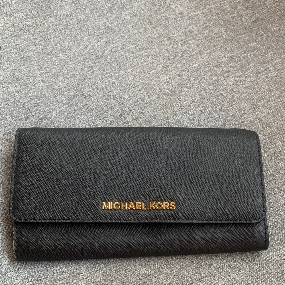 Michael Kors Black Wallet with Gold Logo